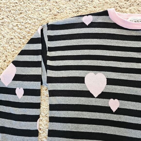 Vtg Elana Carello Sweater Striped Jumper Pink Hearts Kawaii Cute Goth 90s - Picture 4 of 14